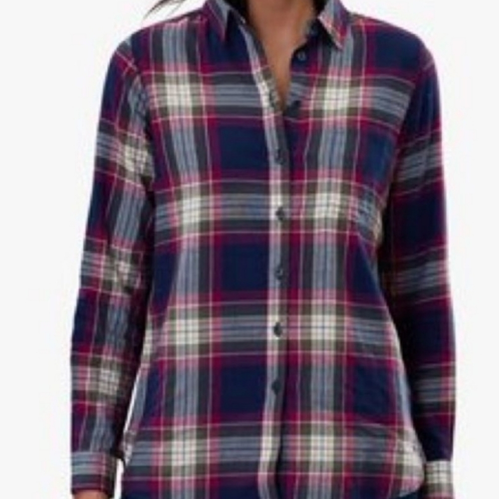 NEW JOULES Lorena Check Brushed Shirt, Berry